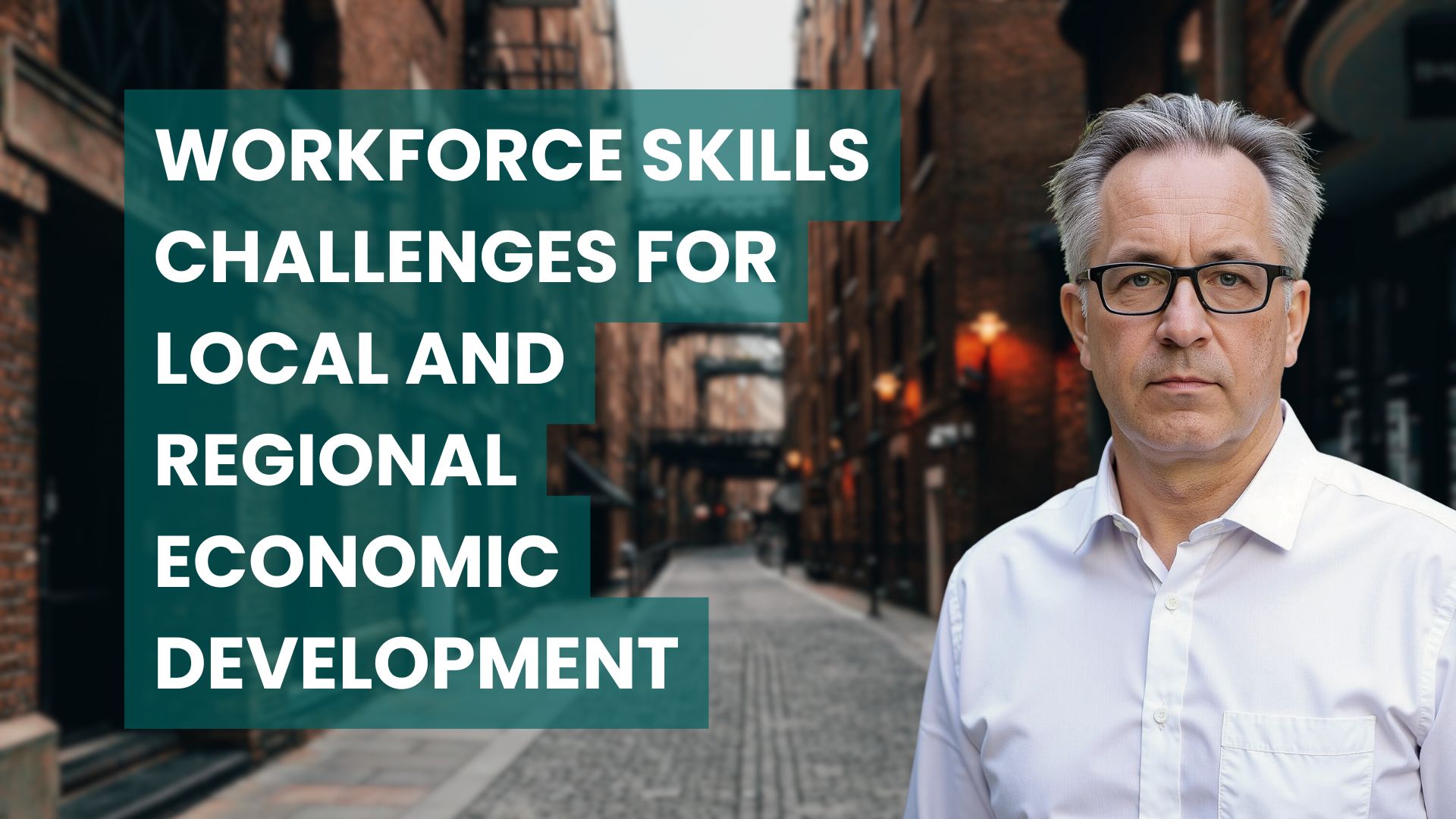 Skills for ED featured image with urban scene in background with portrait of Glenn Athey in Foreground